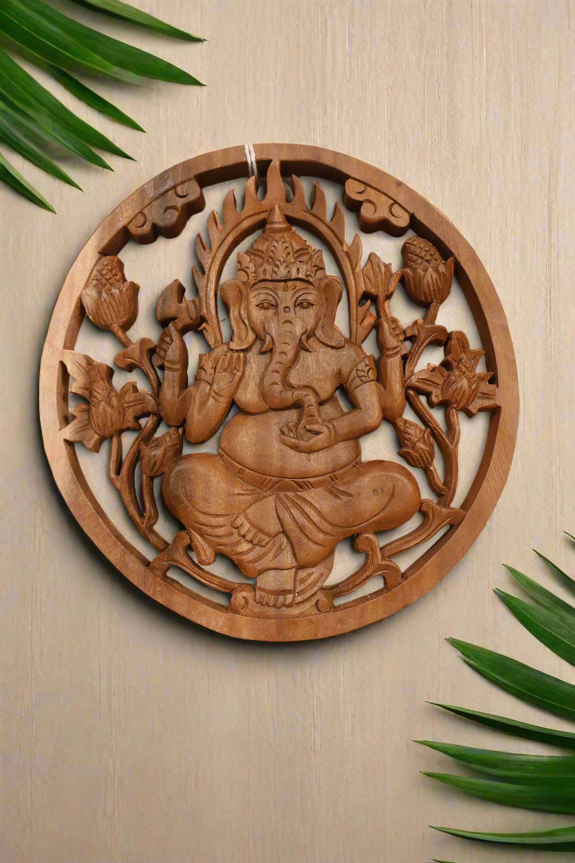 Teak Ganesha Wall Hanging