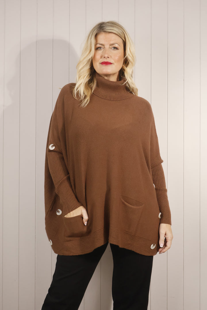 Bronwen Button Jumper Chocolate