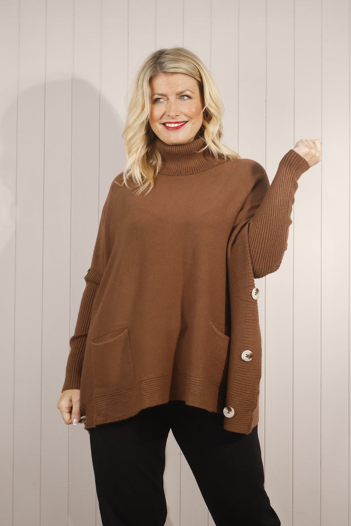Bronwen Button Jumper Chocolate
