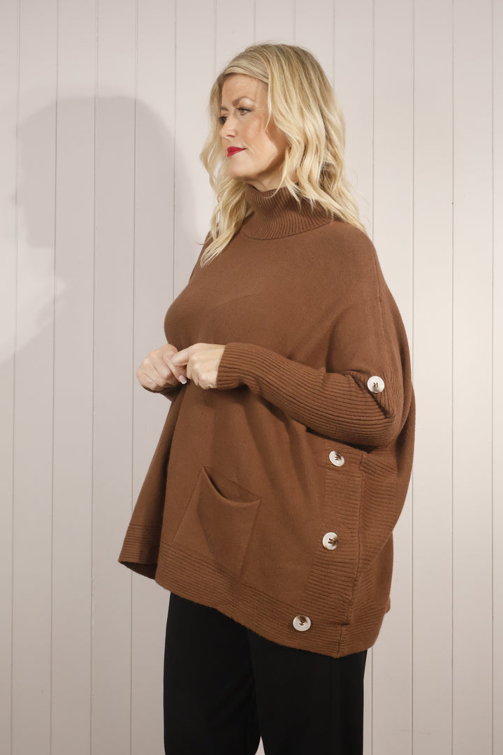 Bronwen Button Jumper Chocolate