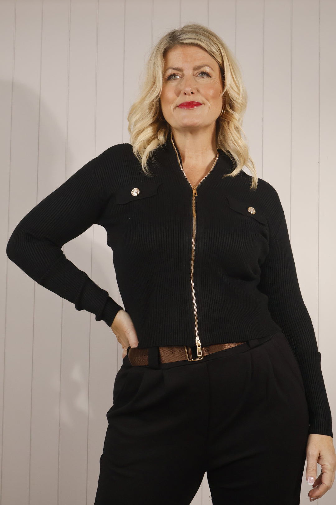 Gracie Gold Button Cardigan Black