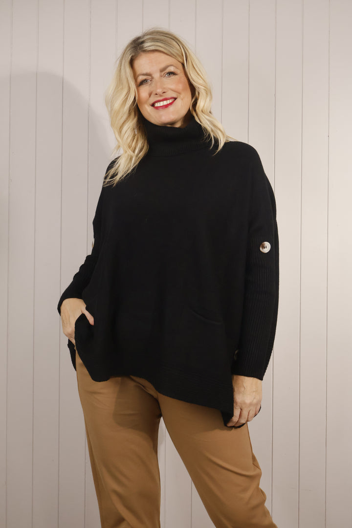 Bronwen Button Jumper Black