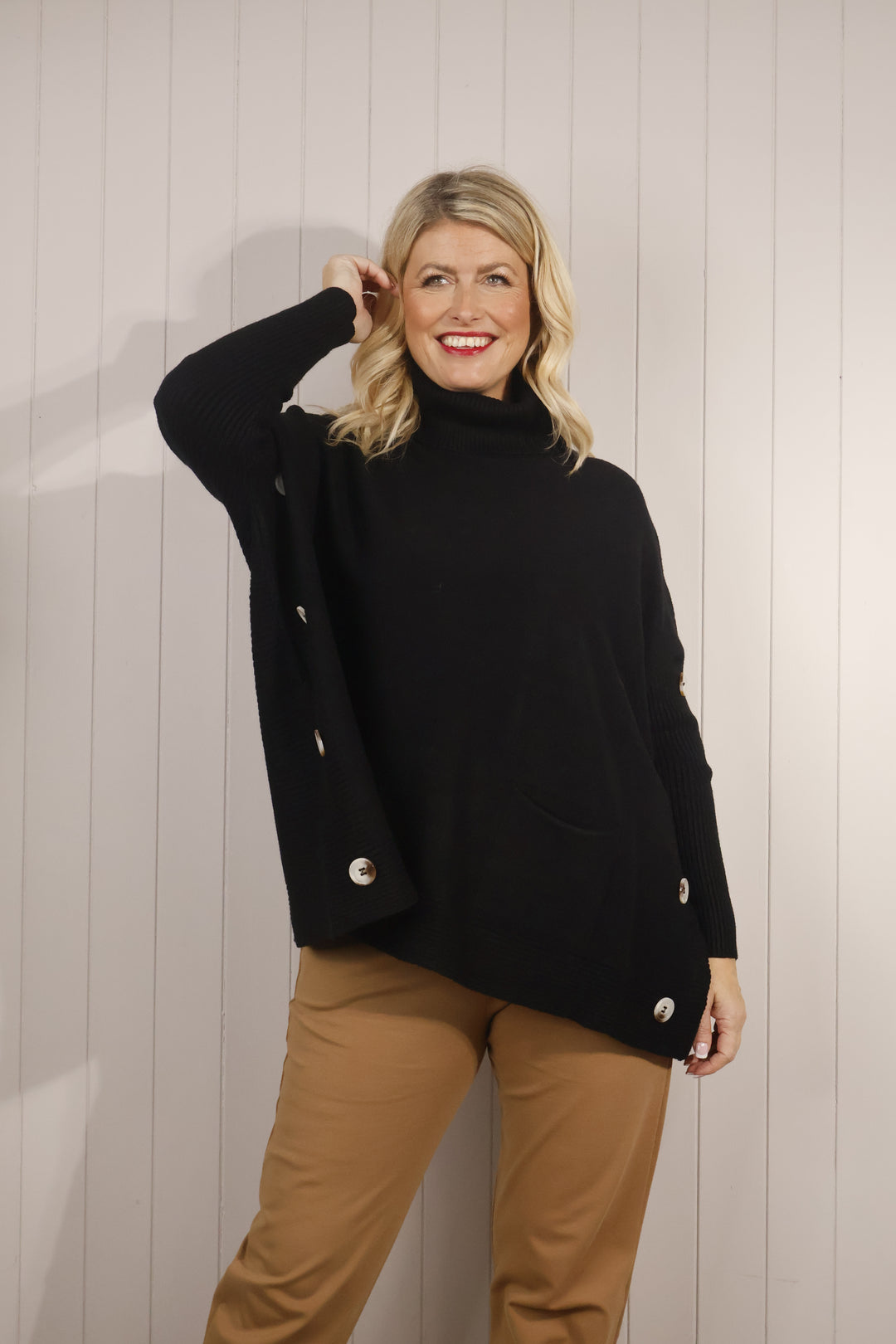 Bronwen Button Jumper Black