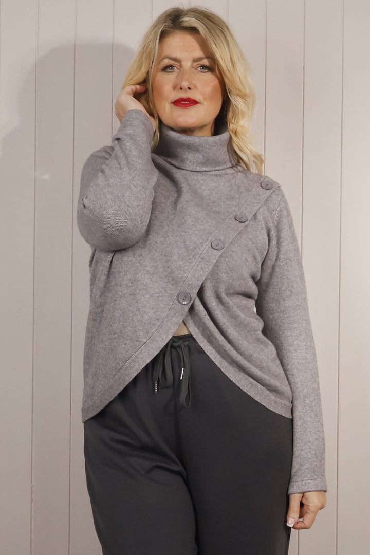 Britney Button Jumper Grey