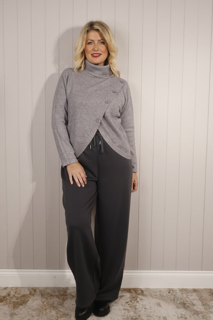 Britney Button Jumper Grey