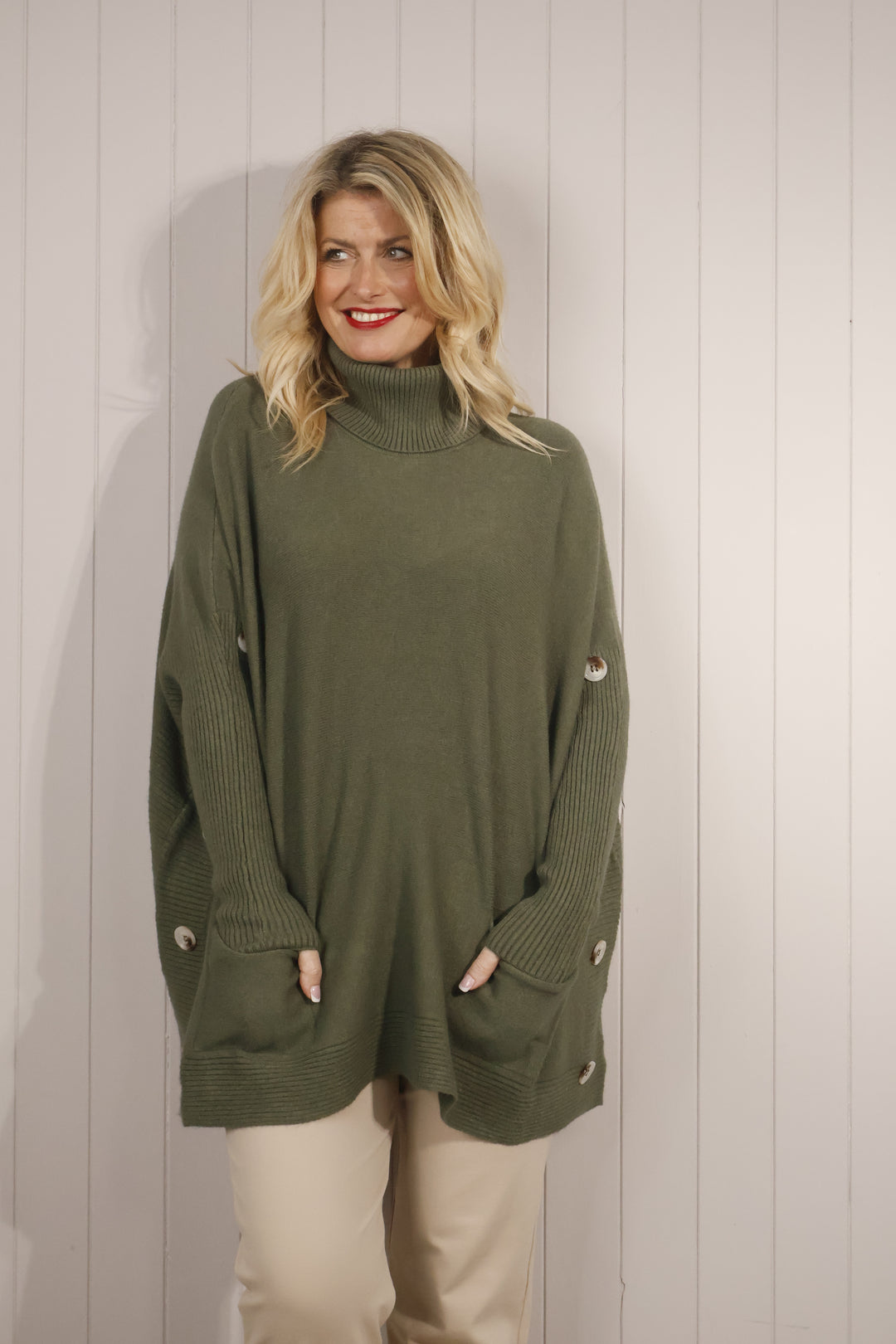 Bronwen Button Jumper Khaki