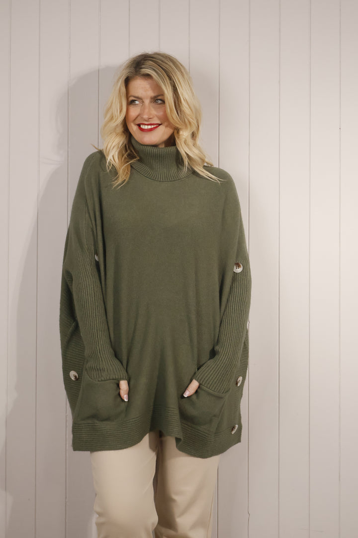 Bronwen Button Jumper Khaki