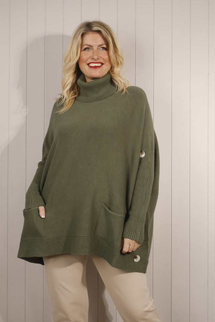 Bronwen Button Jumper Khaki