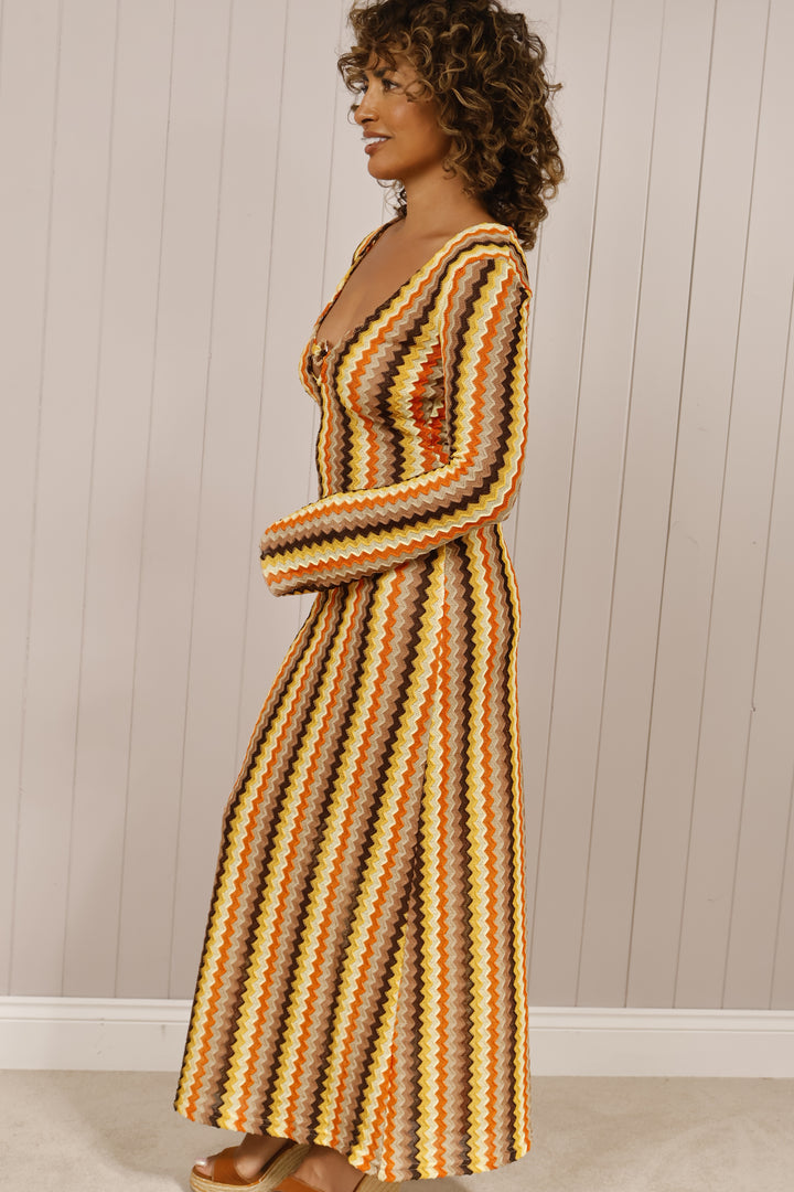 Zig Zag Hoop Dress Chocolate