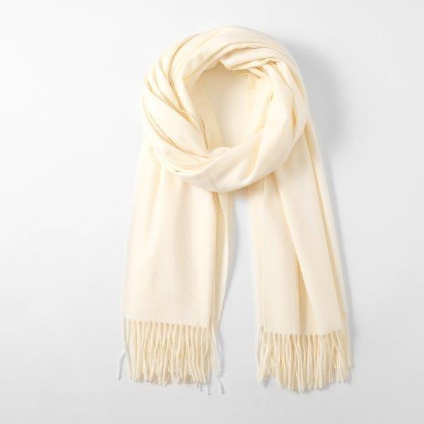 Plain Cream Cashmere Blend Scarf