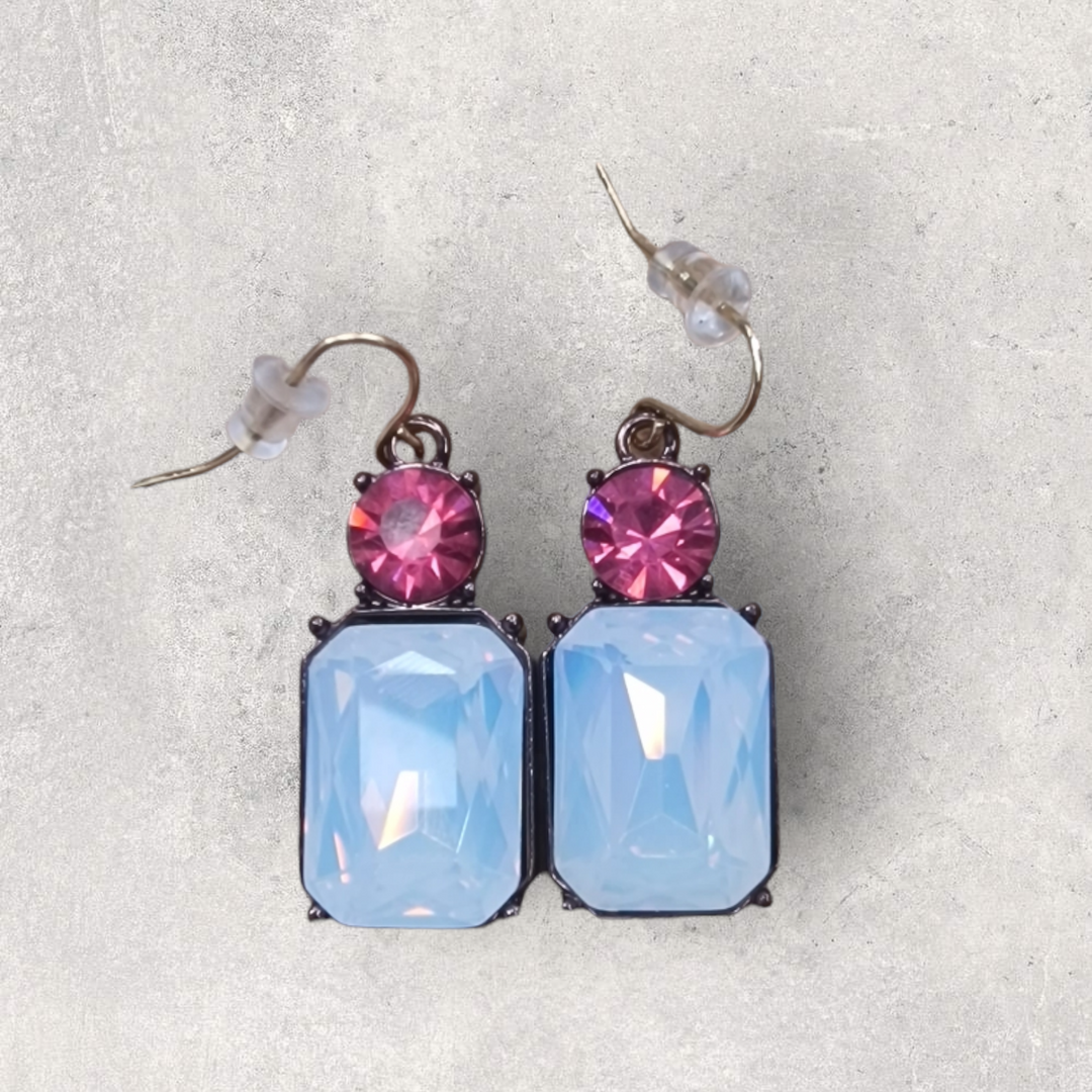 Faceted Gem Earrings Pink Lemonade