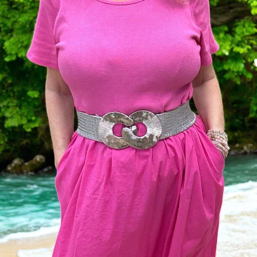 Raffia Ring belt Silver