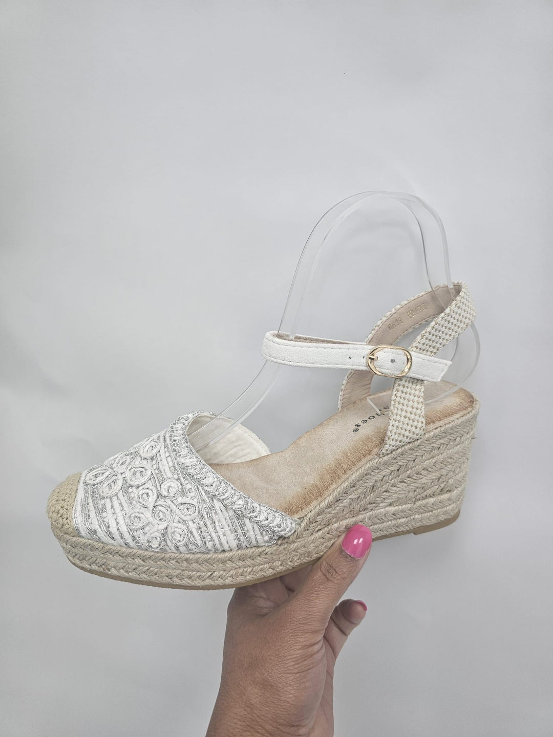 Roux Raffia Wedges Silver