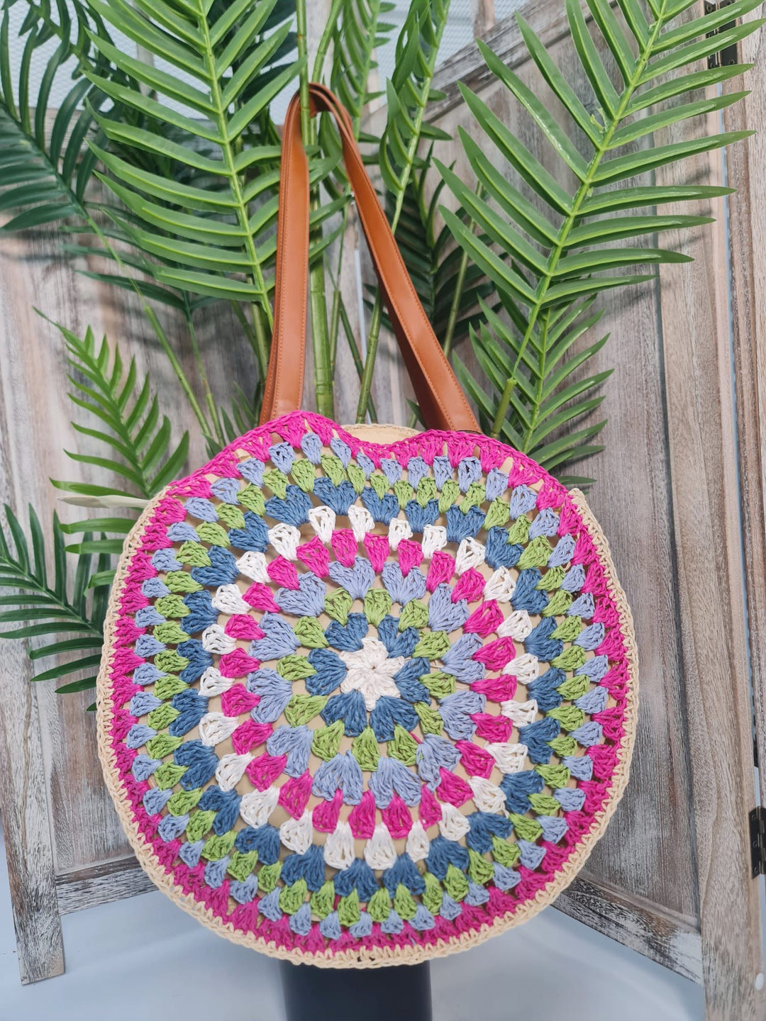 Boho Raffia Bag Pink