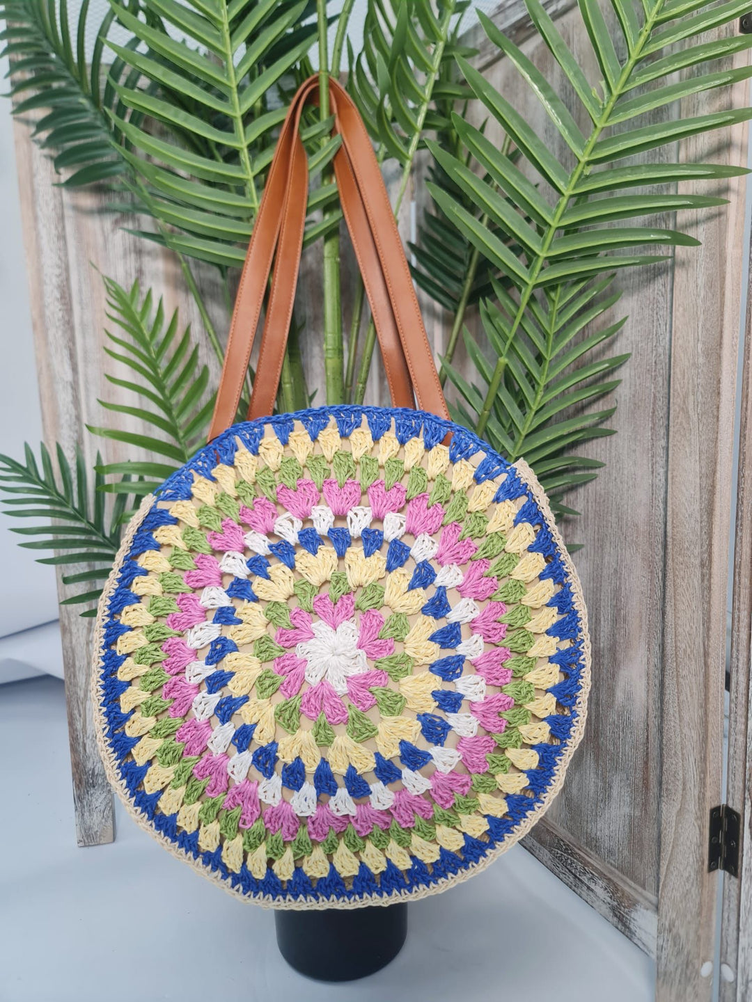 Boho Raffia Bag Blue