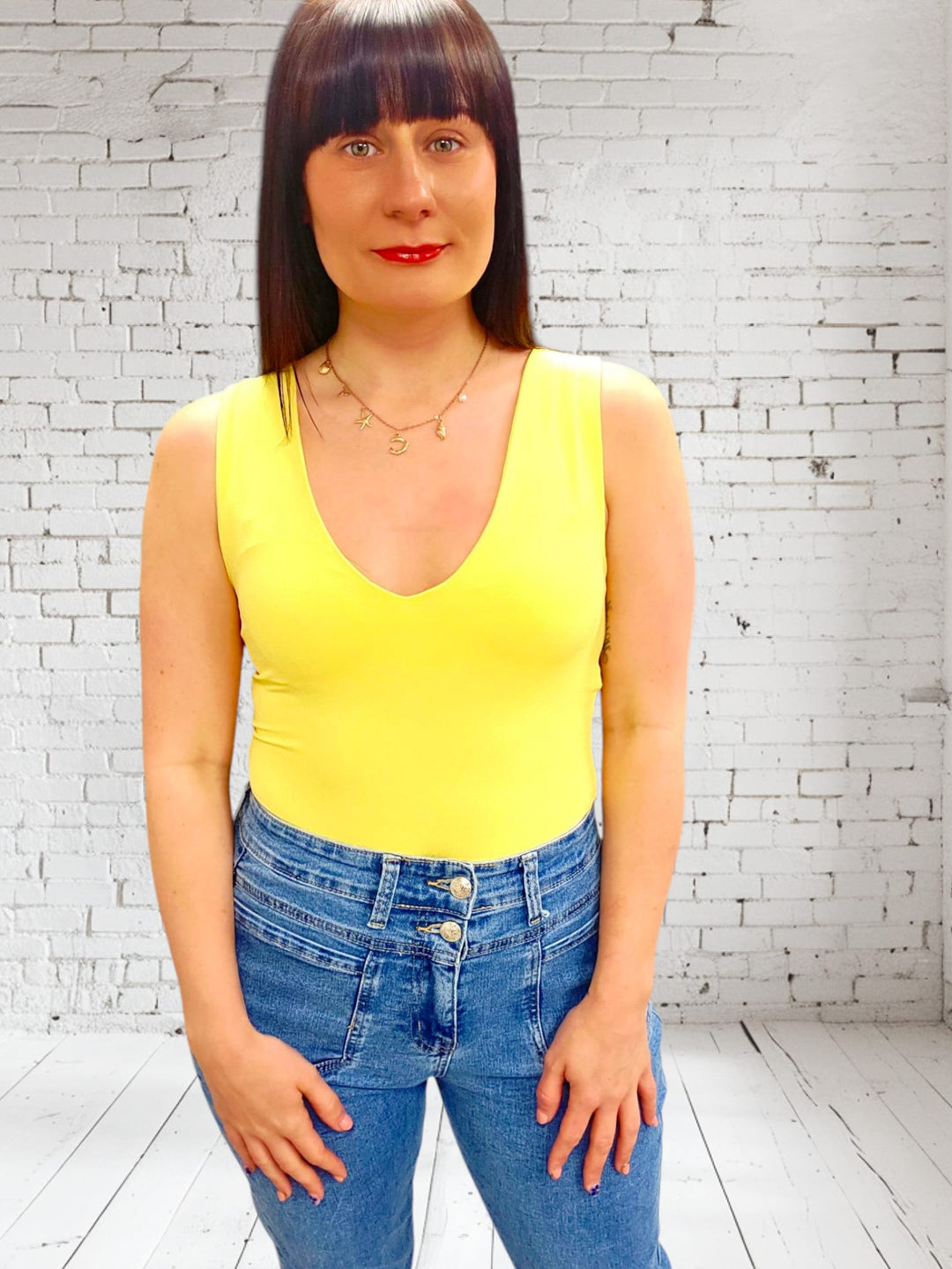 Vida V Neck Top Yellow