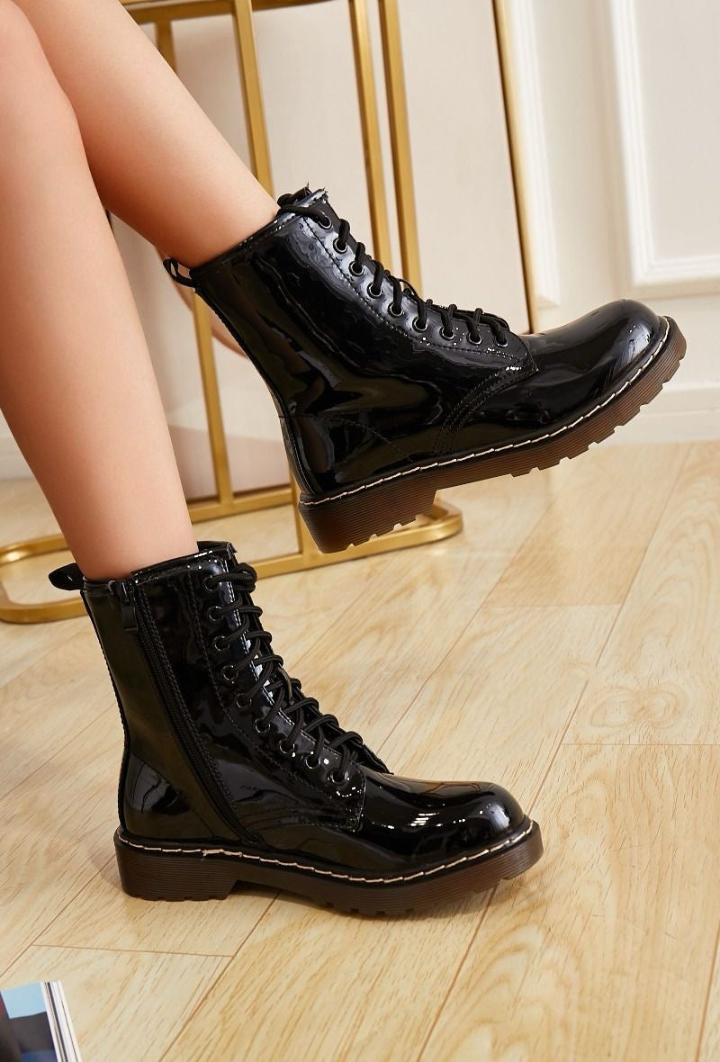 Presley Patent Boots Black