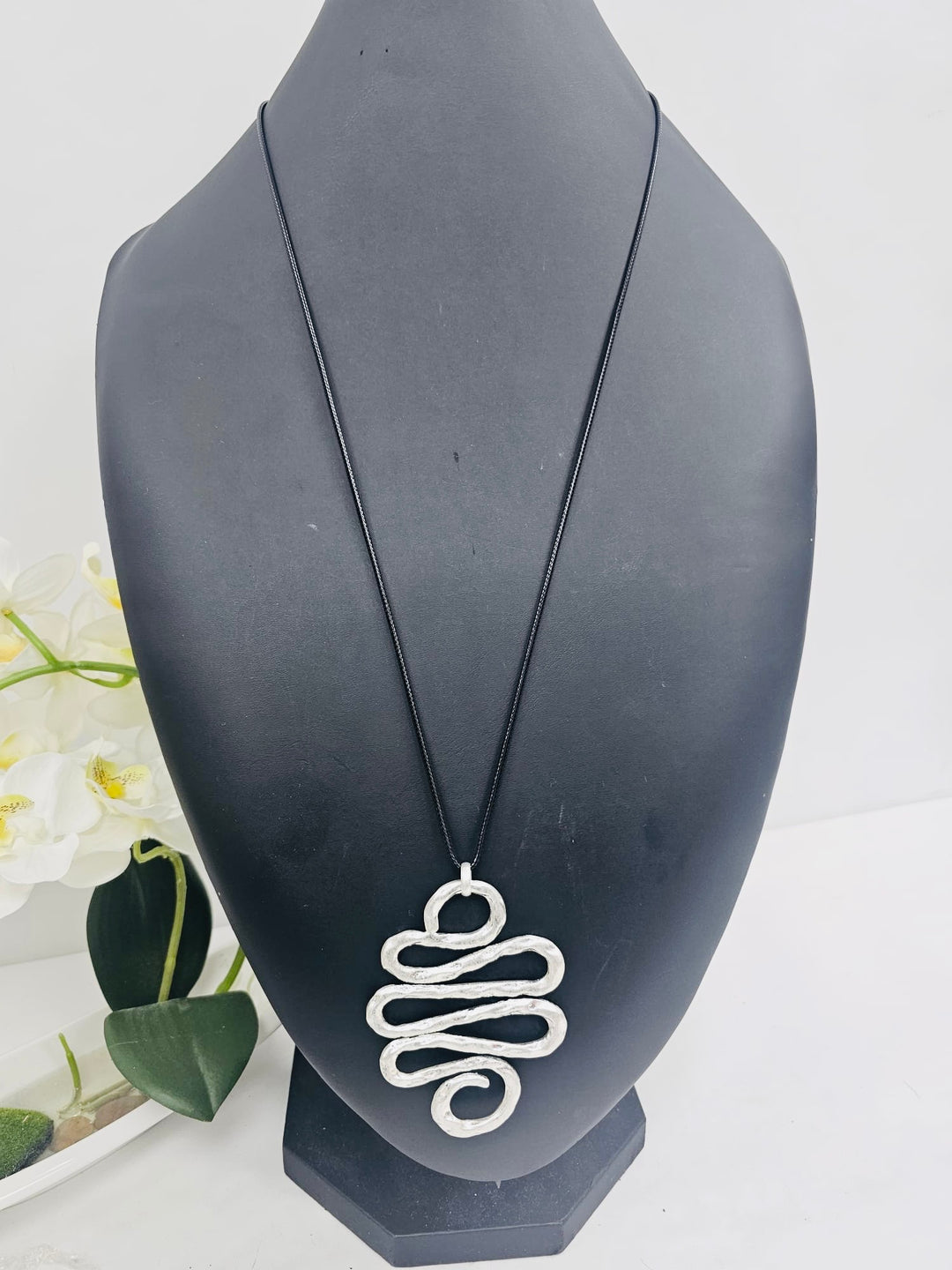 Silver Swirl Statement Necklace