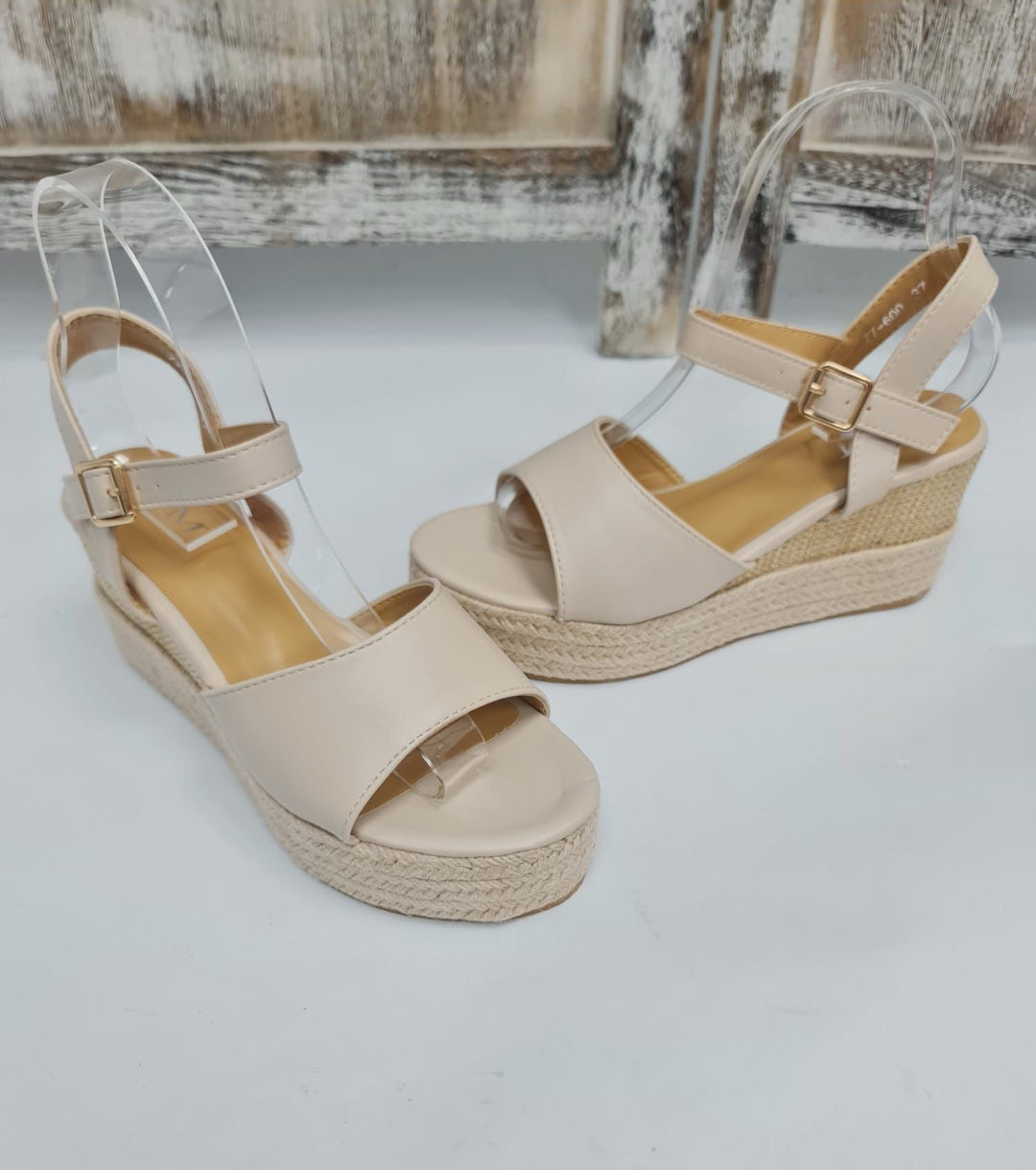 Yasmin Wedge Sandals Beige