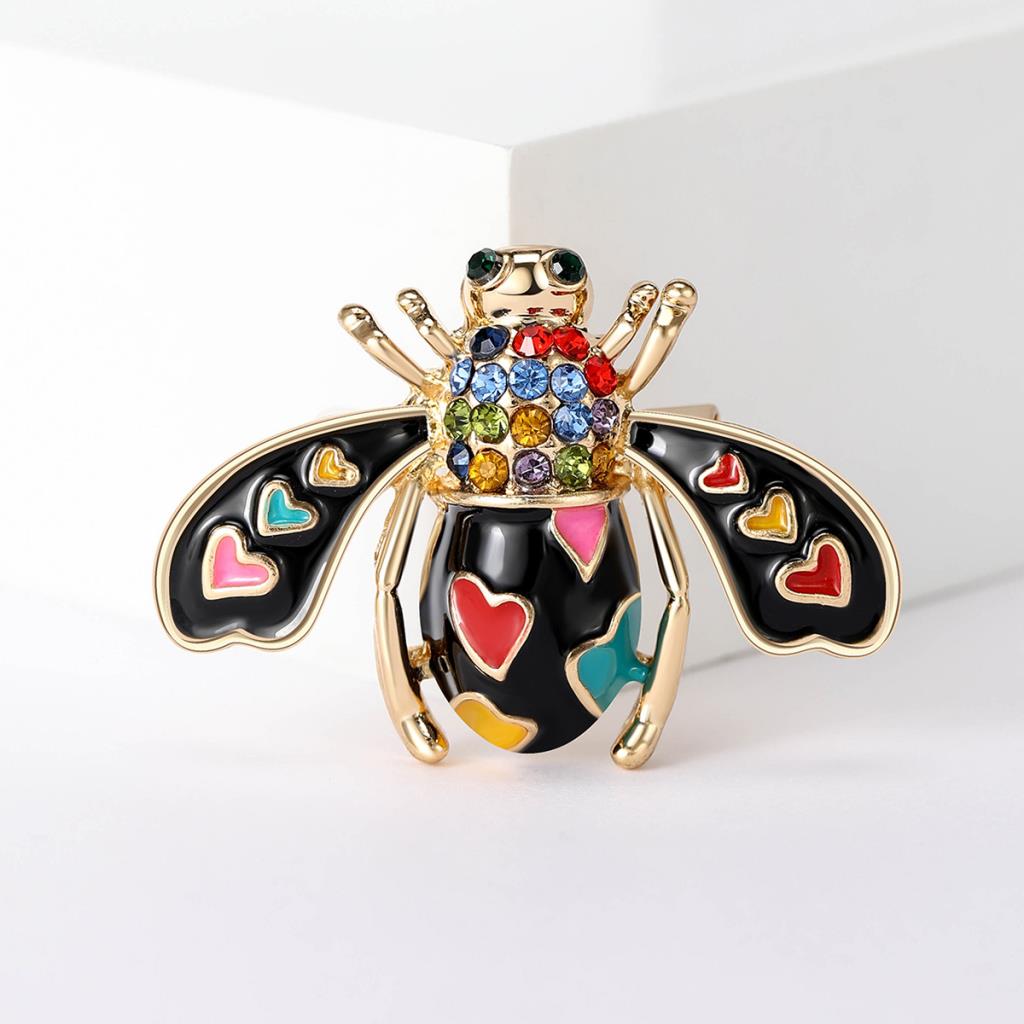 Bee Love Diamante Brooch Black