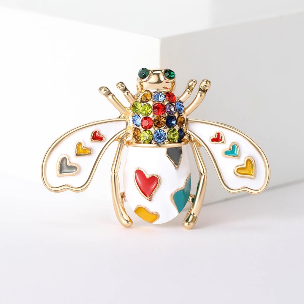 Bee Love Diamante Brooch White
