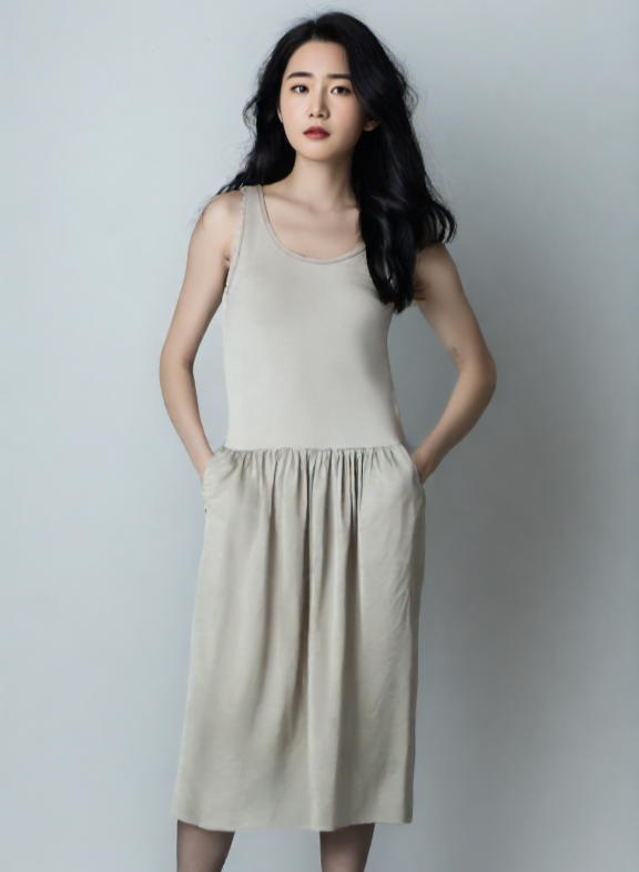 Venus Midi Dress Beige