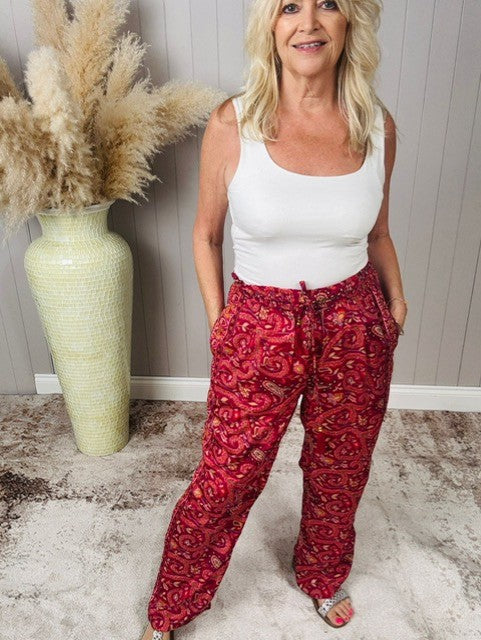 Yara Luxe Trousers Cranberry