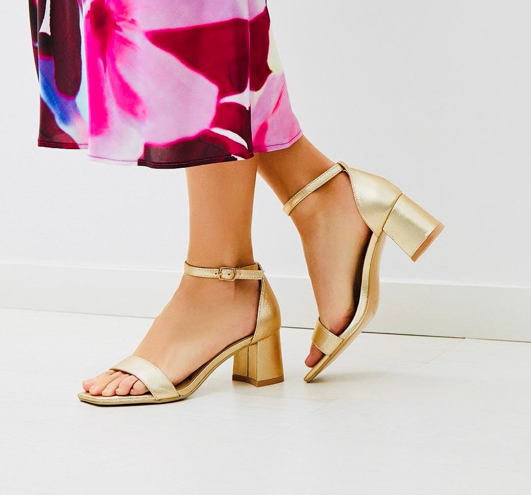 Maria Block Heel Sandals Gold
