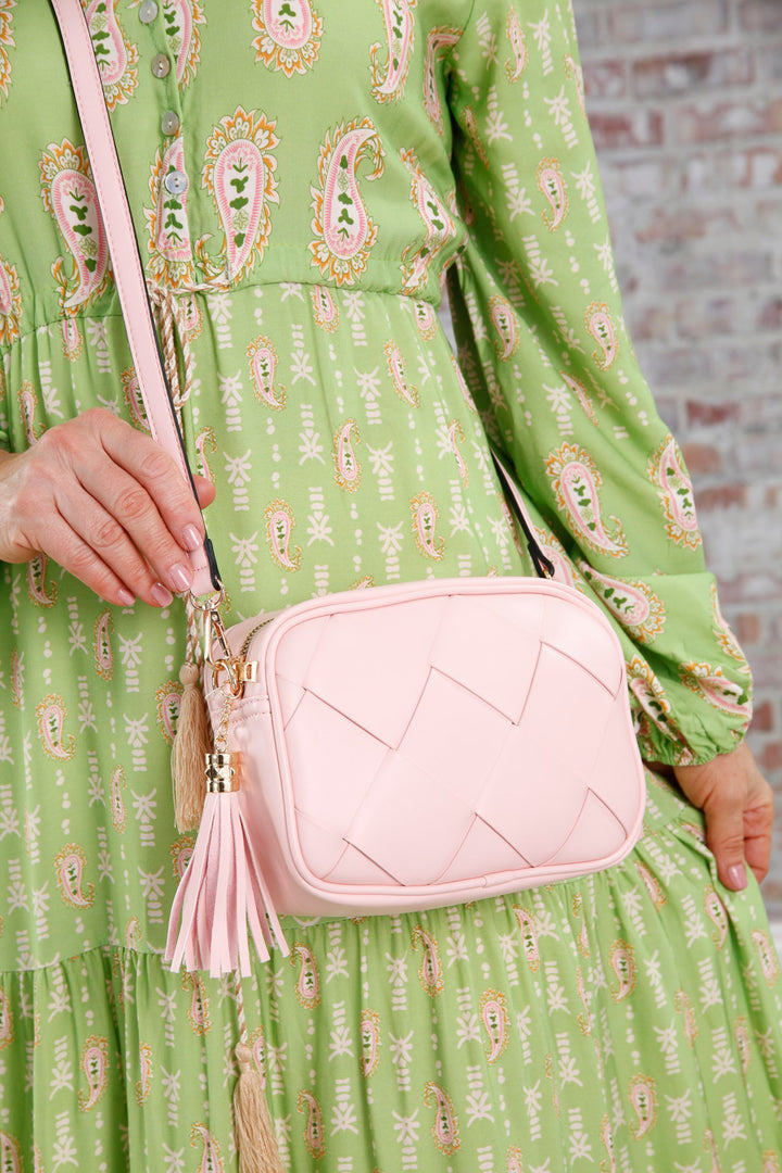 Wendy Weave Shoulder Bag Pink