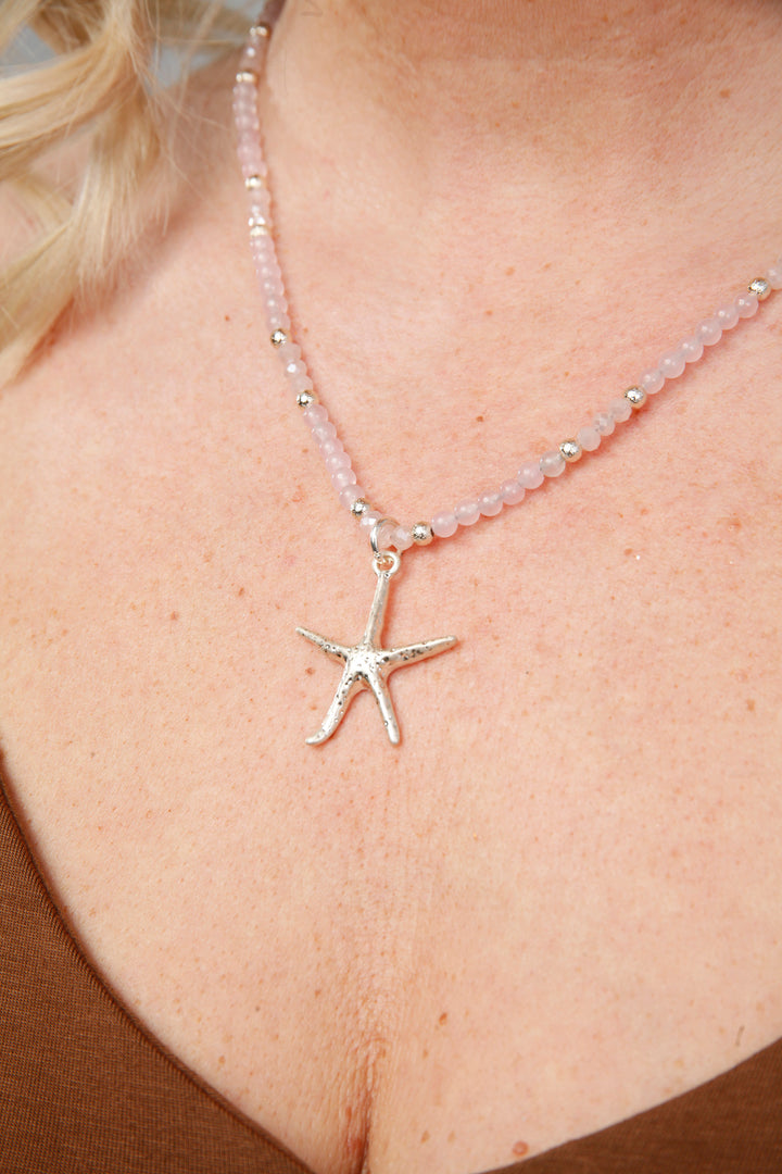 Starfish Beaded Necklace Pink
