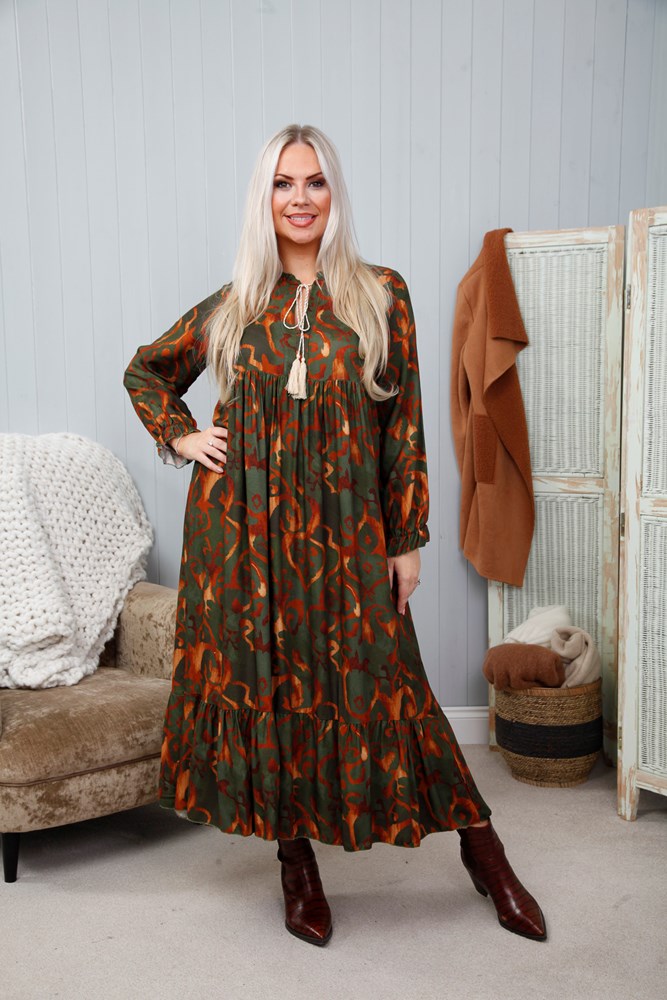 Khaki Positano Flow Maxi Dress