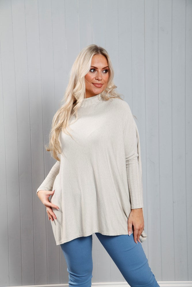 Ribbed Sleeve Oversized Top