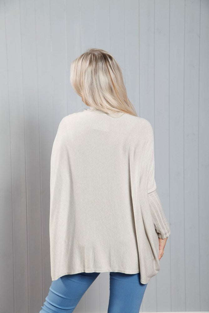Ribbed Sleeve Oversized Top