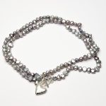 Heart Freshwater Pearl Necklace Grey