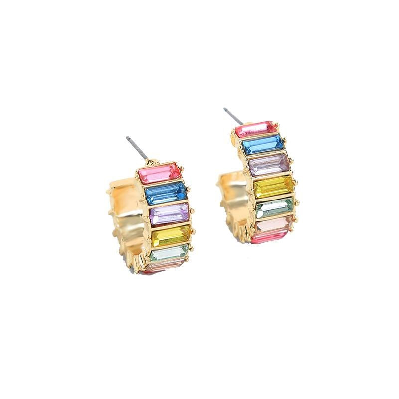 Crystal Rainbow Hoop Earrings