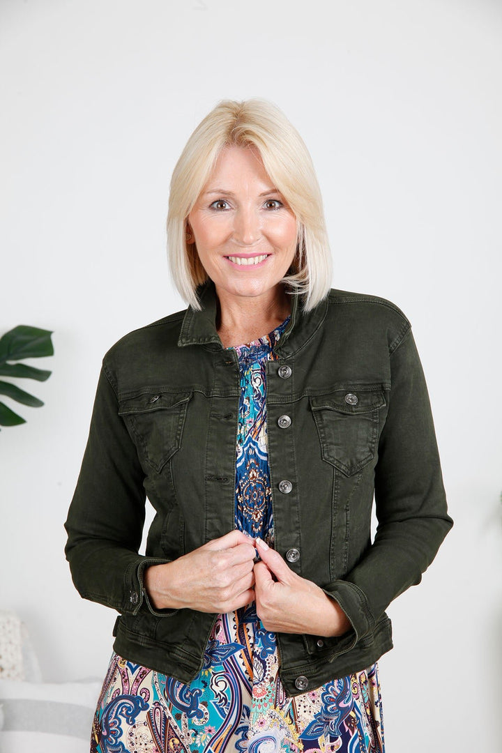 Military Green Denim Stretch Jacket - Goose Island