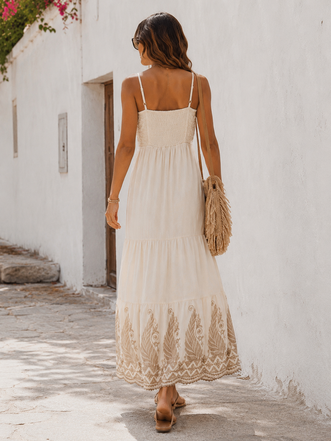 Adella Embroidered Dress Cream