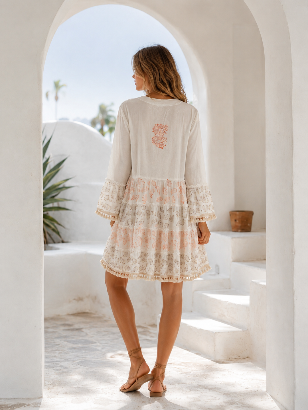 Amina Paisley Cotton Tunic Dress Orange