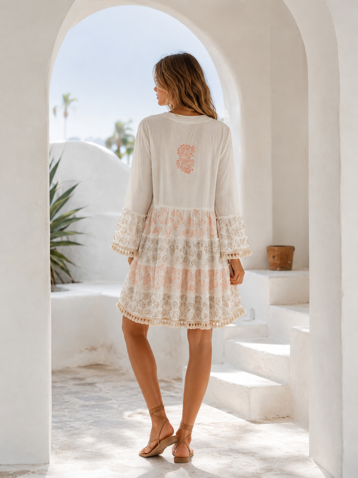 Amina Paisley Cotton Tunic Dress Orange