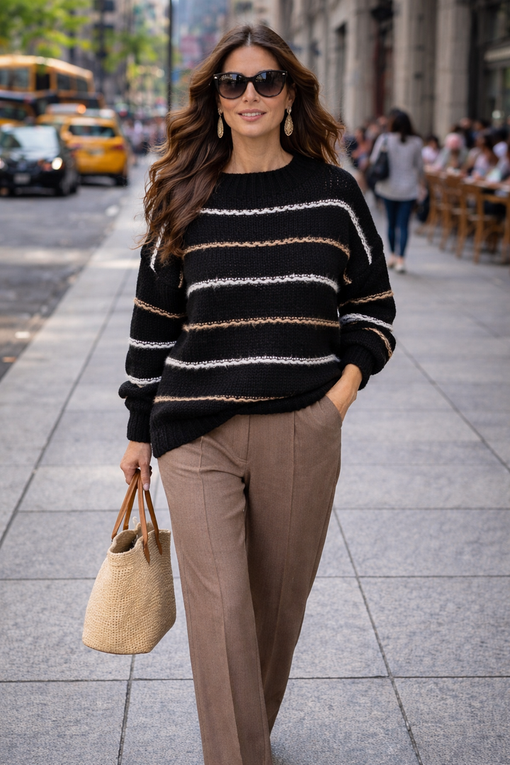 Shayla Stripe Jumper Black