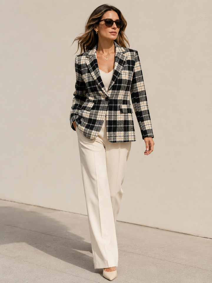 Sabina Checked Blazer Black