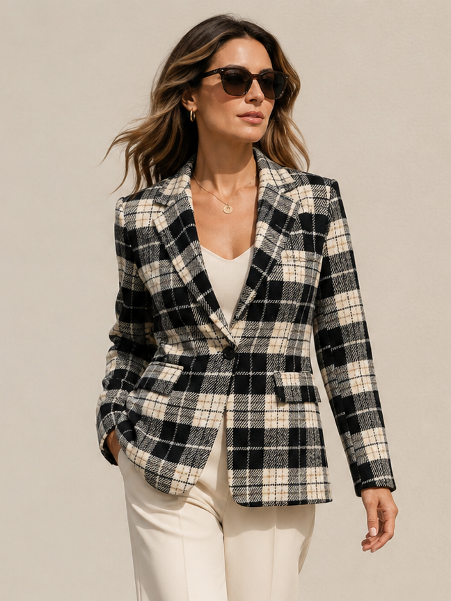 Sabina Checked Blazer Black