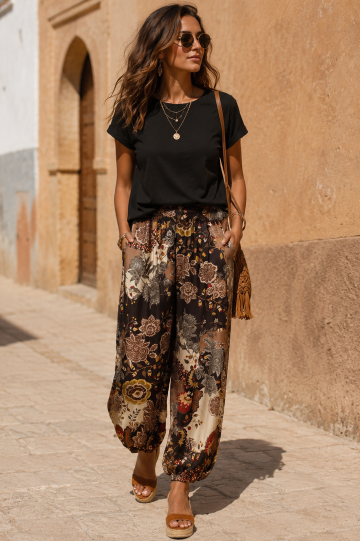Amiko Oriental Harem Trousers Chocolate