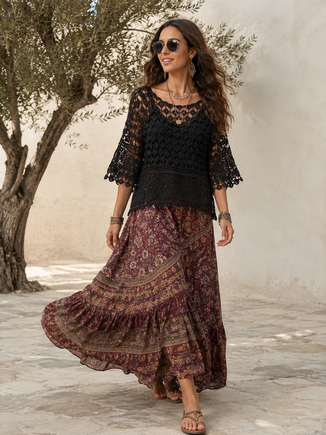 Cressida Crochet Top Black