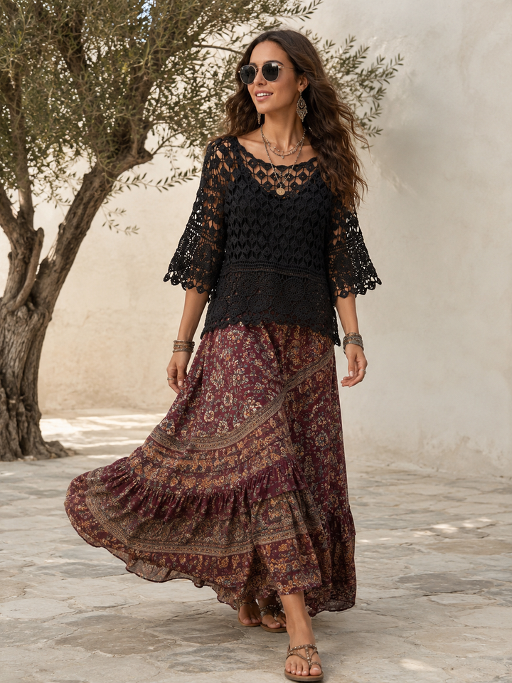 Cressida Crochet Top Black
