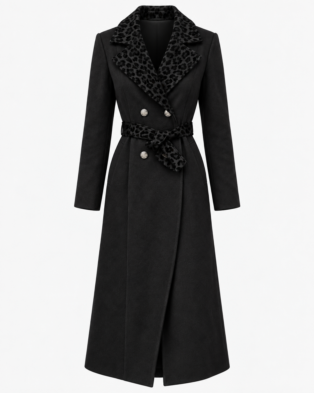 Narla Faux Suede Belted Coat Black