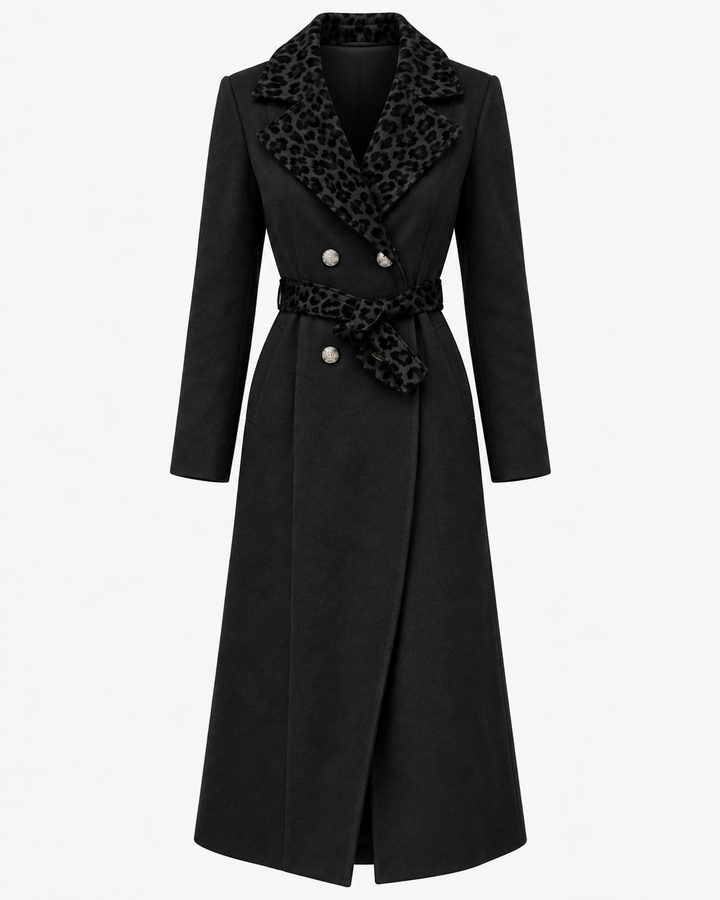 Narla Faux Suede Belted Coat Black