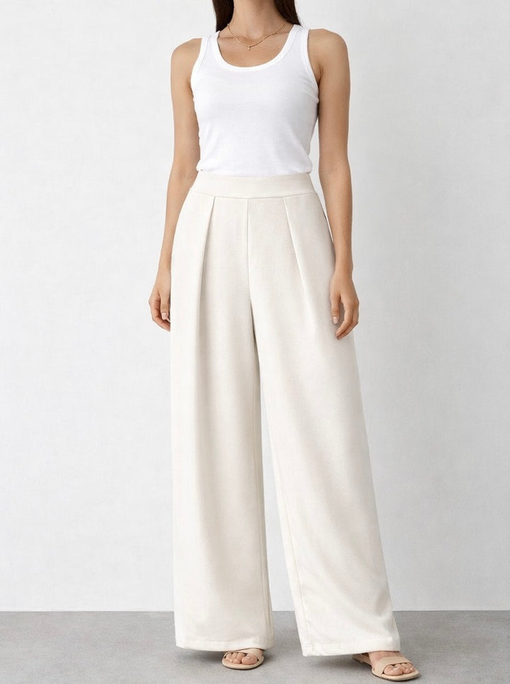 Velma Wide Leg Trousers Beige