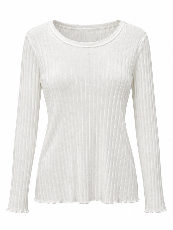 Tammy Rib Scoop Neck Top Cream