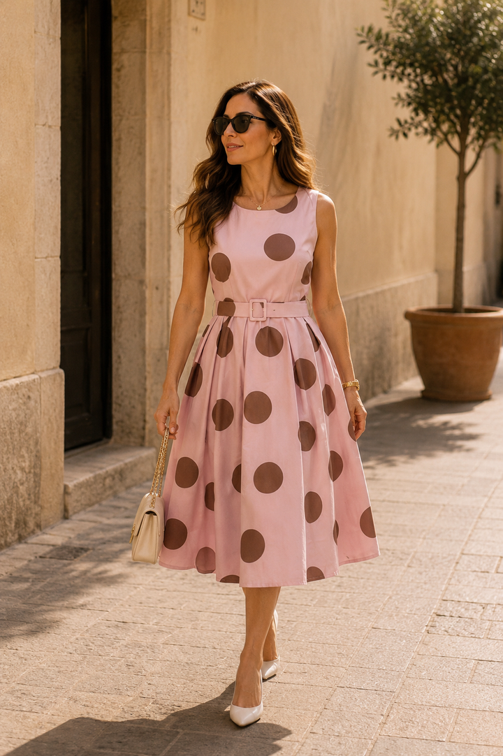 Pippa Polka Dot Dress Pink